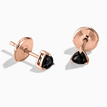 18KT Rose Gold Vermeil Triangle Black Onyx Solitaire Stud Earrings - Gentle Resolve Front View