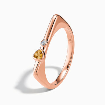 18KT Rose Gold Vermeil Triangle Citrine Puzzle Stacking Ring - Minimal Flare Side View