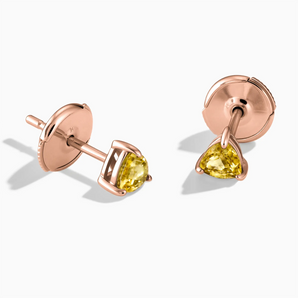 18KT Rose Gold Vermeil Triangle Citrine Solitaire Stud Earrings - Gentle Resolve Front View