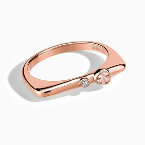 18KT Rose Gold Vermeil Triangle Morganite Puzzle Stacking Ring - Minimal Flare Front View