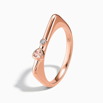 18KT Rose Gold Vermeil Triangle Morganite Puzzle Stacking Ring - Minimal Flare Side View