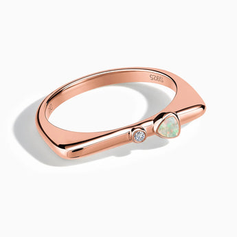 18KT Rose Gold Vermeil Triangle Opal Puzzle Stacking Ring - Minimal Flare Front View
