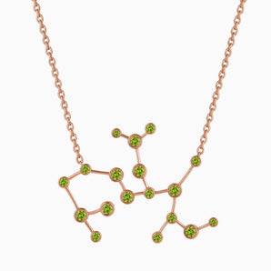 18KT Rose Gold Vermeil Virgo Zodiac Constellation Necklace - Peridot Front View