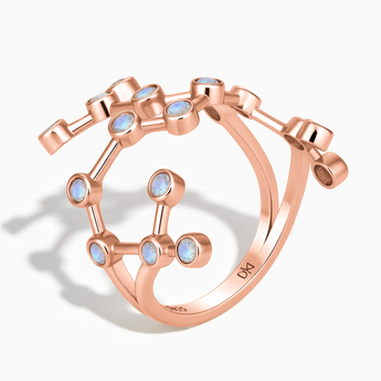 18KT Rose Gold Vermeil Virgo Zodiac Constellation Ring - Moonstone Side View