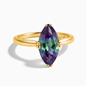 18KT Yellow Gold Vermeil Alexandrite Marquise Ring - Silent Glowl Front View