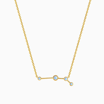 18KT Yellow Gold Vermeil Aries Zodiac Constellation Necklace - Moonstone Front View