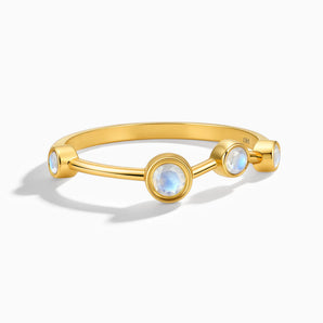 18KT Yellow Gold Vermeil Aries Zodiac Constellation Ring - Moonstone Front View