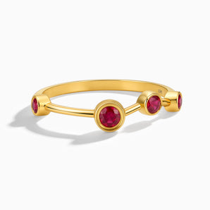 18KT Yellow Gold Vermeil Aries Zodiac Constellation Ring - Ruby Front View
