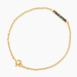 18KT Yellow Gold Vermeil Baguette Alexandrite Bar Bracelet - Sleek Horizon Front View