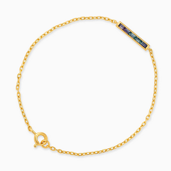 18KT Yellow Gold Vermeil Baguette Alexandrite Bar Bracelet - Sleek Horizon Front View