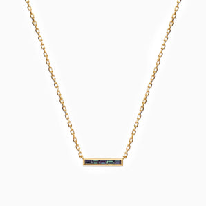 18KT Yellow Gold Vermeil Baguette Alexandrite Bar Necklace - Lucid Line Front View