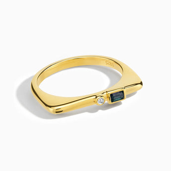 18KT Yellow Gold Vermeil Baguette Alexandrite Puzzle Stacking Ring - Minimal Mood Front View