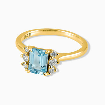 18KT Yellow Gold Vermeil Baguette Aquamarine Ring – Seraph Front View