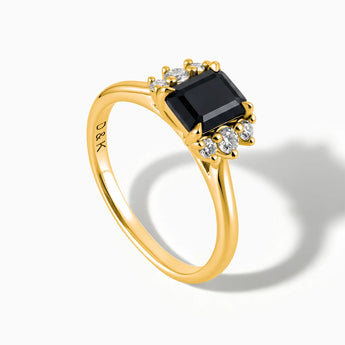 18KT Yellow Gold Vermeil Baguette Black Onyx Ring – Seraph Side View