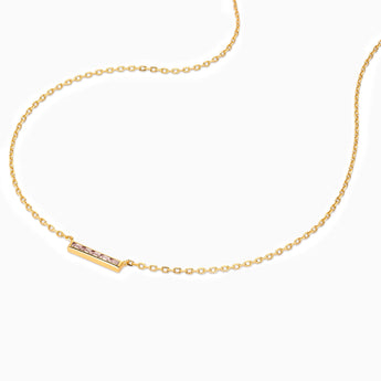 18KT Yellow Gold Vermeil Baguette Morganite Bar Necklace - Lucid Line Side View