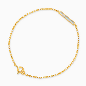 18KT Yellow Gold Vermeil Baguette Opal Bar Bracelet - Sleek Horizon Front View