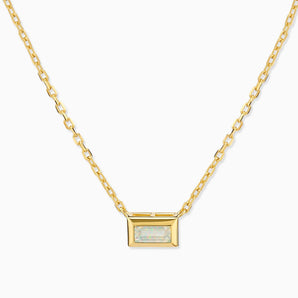 18KT Yellow Gold Vermeil Baguette Opal Bezel Necklace - Axiom Front View