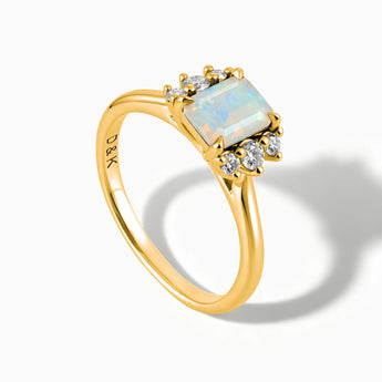 18KT Yellow Gold Vermeil Baguette Opal Ring – Seraph Side View