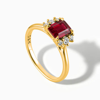 18KT Yellow Gold Vermeil Baguette Ruby Ring – Seraph Side View
