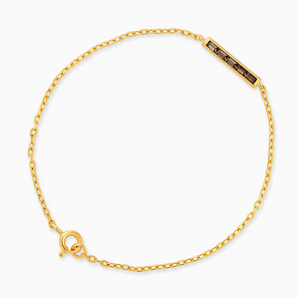 18KT Yellow Gold Vermeil Baguette Smoky Quartz Bar Bracelet - Sleek Horizon Front View