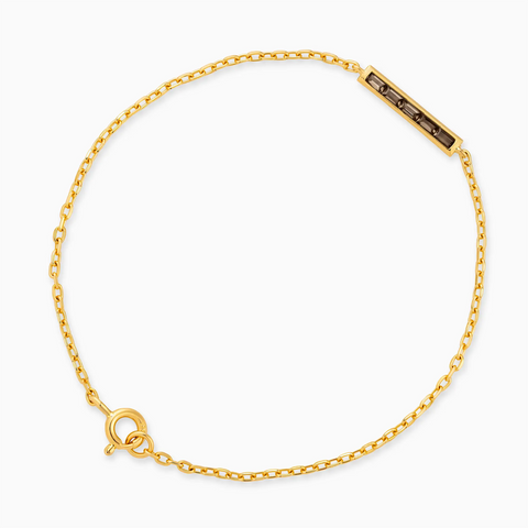 18KT Yellow Gold Vermeil Baguette Smoky Quartz Bar Bracelet - Sleek Horizon Front View