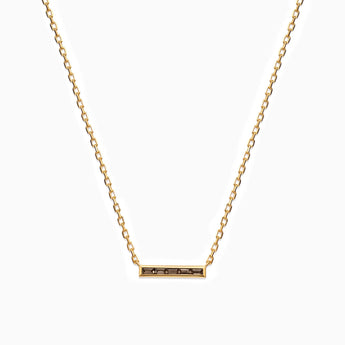 18KT Yellow Gold Vermeil Baguette Smoky Quartz Bar Necklace - Lucid Line Front View