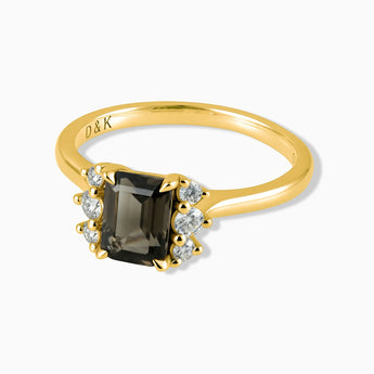18KT Yellow Gold Vermeil Baguette Smoky Quartz Ring – Seraph Front View