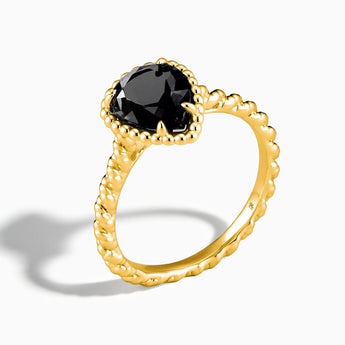 18KT Yellow Gold Vermeil Black Onyx Pear Ring - Still Light Side View