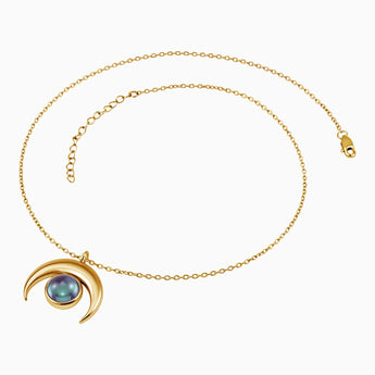18KT Yellow Gold Vermeil Cabochon Alexandrite Crescent Moon Necklace - Lunar Halo Side View