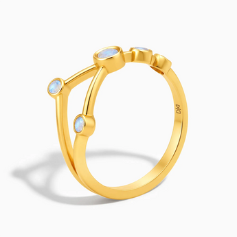 18KT Yellow Gold Vermeil Cancer Zodiac Constellation Ring - Moonstone Side View
