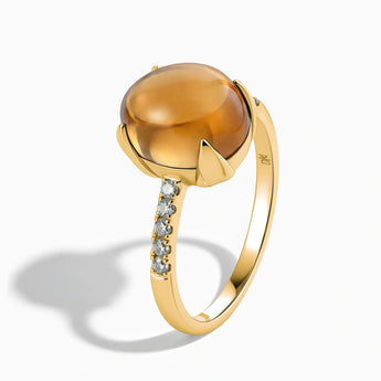 18KT Yellow Gold Vermeil Citrine Cabochon Ring - Minimal Spiritual Side View