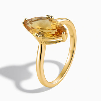 18KT Yellow Gold Vermeil Citrine Marquise Ring - Silent Glow Side View