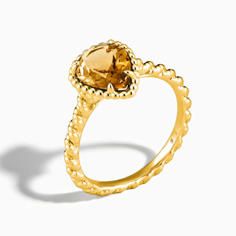 18KT Yellow Gold Vermeil Citrine Pear Ring - Still Light Side View