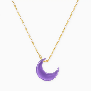 18KT Yellow Gold Vermeil Crescent Amethyst Pendant Necklace - Nightfall Front View