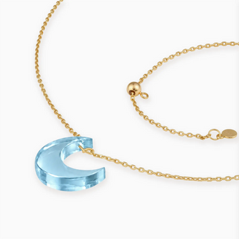 18KT Yellow Gold Vermeil Crescent Aquamarine Pendant Necklace - Nightfall Side View