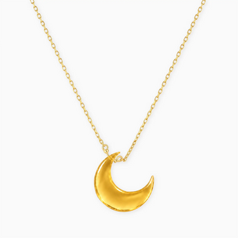 18KT Yellow Gold Vermeil Crescent Citrine Pendant Necklace - Nightfall Front View