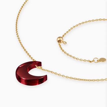 18KT Yellow Gold Vermeil Crescent Garnet Pendant Necklace - Nightfall Side View