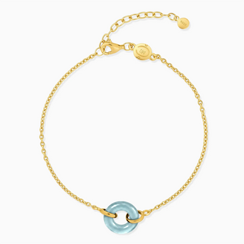 18KT Yellow Gold Vermeil Donut Aquamarine Bracelet Entwined Beauty Front View