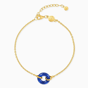 18KT Yellow Gold Vermeil Donut Blue Sapphire Bracelet Entwined Beauty Front View