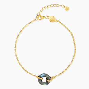 18KT Yellow Gold Vermeil Donut Labradorite Bracelet Entwined Beauty Front View