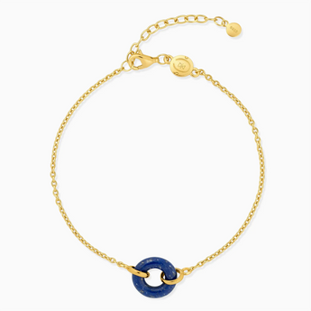 18KT Yellow Gold Vermeil Donut Lapis Lazuli Bracelet Entwined Beauty Front View