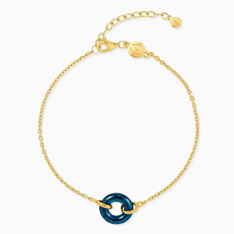 18KT Yellow Gold Vermeil Donut London Blue Topaz Bracelet Entwined Beauty Front View
