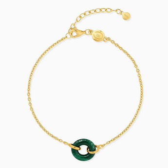 18KT Yellow Gold Vermeil Donut Malachite Bracelet Entwined Beauty Front View