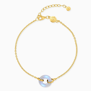 18KT Yellow Gold Vermeil Donut Moonstone Bracelet Entwined Beauty Front View