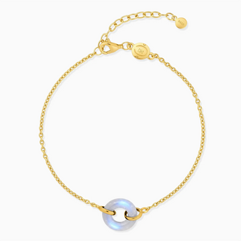 18KT Yellow Gold Vermeil Donut Moonstone Bracelet Entwined Beauty Front View