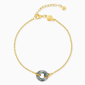 18KT Yellow Gold Vermeil Donut Moss Agate Bracelet - Entwined Beauty Front View