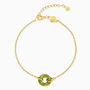 18KT Yellow Gold Vermeil Donut Peridot Bracelet Entwined Beauty Front View