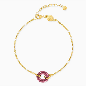 18KT Yellow Gold Vermeil Donut Pink Tourmaline Bracelet Entwined Beauty Front View