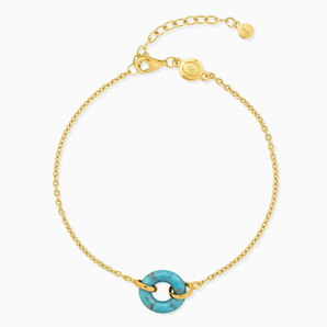 18KT Yellow Gold Vermeil Donut Turquoise Bracelet - Entwined Beauty Front View