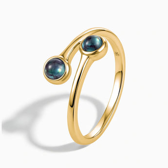 18KT Yellow Gold Vermeil Double Cabochon Alexandrite Ring - Twins Collection Side View